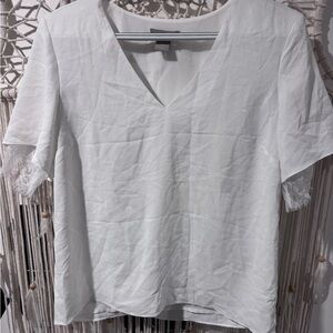 H&M White Boxy Short Sleeve Blouse